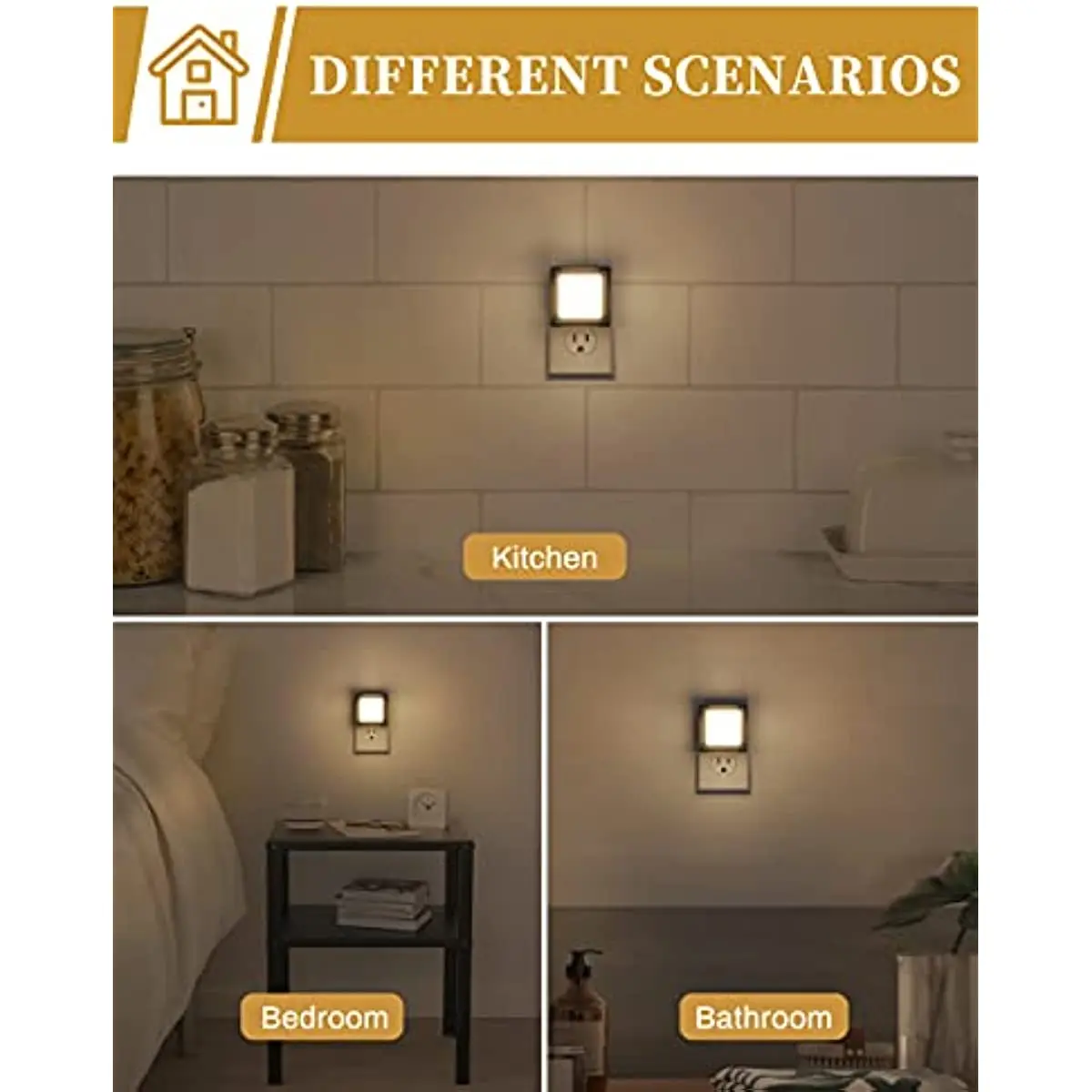 LED Night Light, DORESshop Night Lights Plug Into Wall [2 Pack] with  Dusk-to-Dawn Sensor, Dimmable Nightlights, Adjustable Brightness for  Bathroom