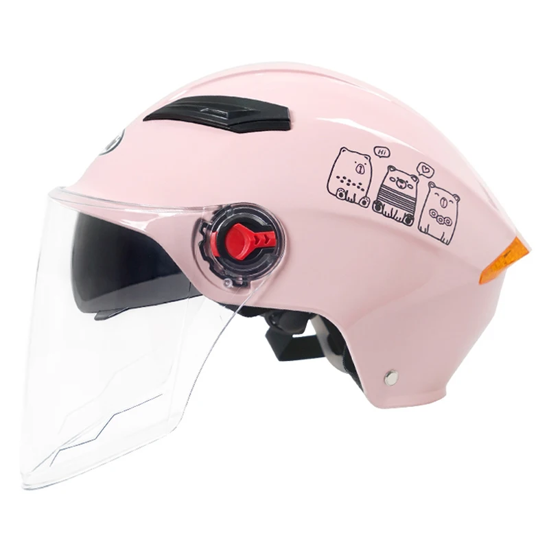 

Half Face Double Lens Visor Safety Helmet Motorcycle Helmets Scooter Bike Kickboard Hat Cheap Moped Summer
