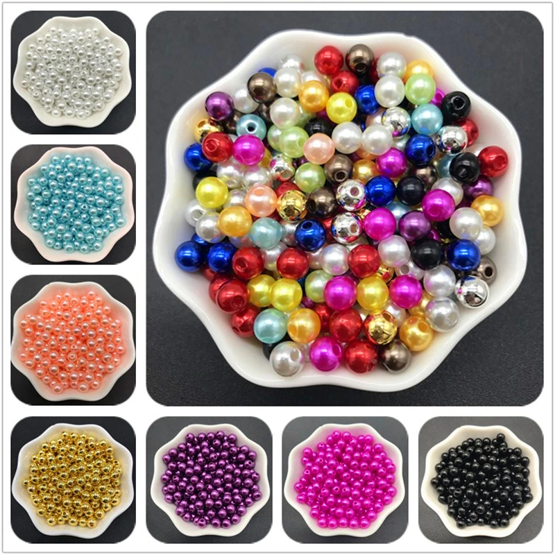 Acrylic Beads 4mm 6mm 8mm 10mm Imitation Pearls Round Pearl Spacer Loose For Jewelry Making