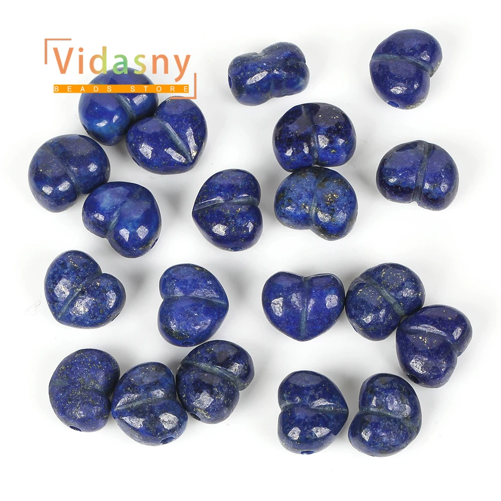 13 mm, 5 Stück, Naturstein, Lapis Lazuli, pfirsichfarbene Herzform, lose Abstandsperlen für die Schmuckherstellung, DIY-Armband, Halskette, Ohrringe