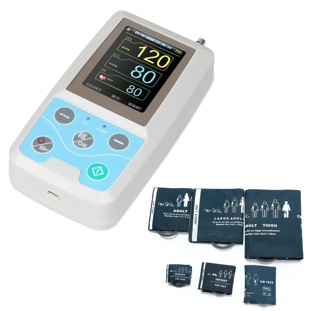 Ambulatory Blood Pressure Monitor 24 Hours NIBP Holter Software Neonate Infant Adult Child Large Adult Thigh 6 Size Cuff