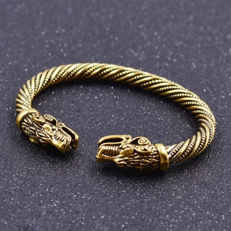 Men's Leading Bracelet Viking Jewelry Fashion Accessories Gold/Silver Plated Viking Bracelet Men's Open Bracelet