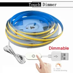 USB LED Strip Light - Touch Sensor Dimmable Lamp Tape for Versatile Ambient Lighting (Warm White)