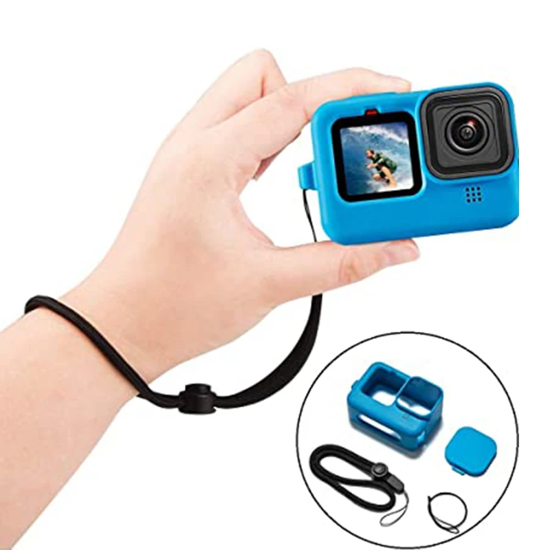 Lot de coques de protection pour GoPro, vue de dessus montrant les différentes teintes disponibles.