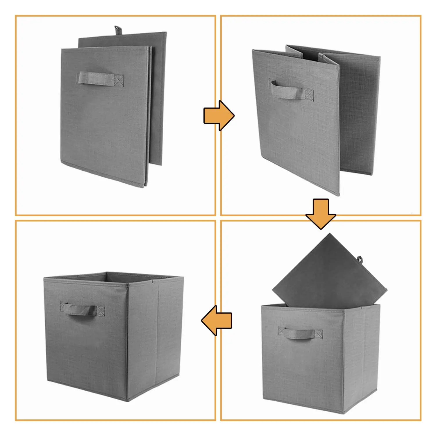 4 PCS Cube Storage Boxes 38*33*33cm Foldable Fabric with Handles Collapsible for Home Office Nursery Organiser - Clothes Basket 5
