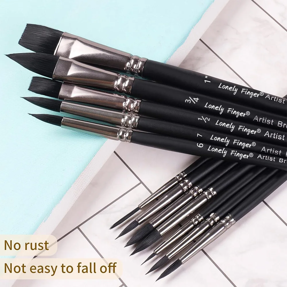 Paint Brushes Set, 12pcs Synthetic Nylon Tips Artist Brush for Acrylic Oil Watercolor Gouache Artist Professional Painting 3