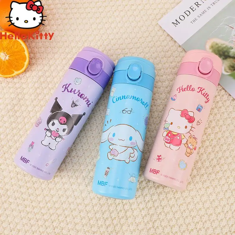 

420Ml Hello Kitty MINISO Thermos Cup Kawaii Anime Kuromi Cinnamoroll Girls' High Appearance Simple Cartoon Portable Water Cup