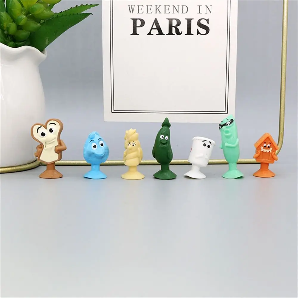 10Pcs Random Mini Suction Cup Toys Vegetables and Fruits Animal Mini Sucker Dolls Toy for Kid Boys Girls Gift