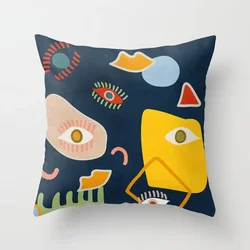 Elegant Nordic Geometric Abstract Cushion Covers - Pink, Red, Yellow - 55x55cm (Minimal - throw - p730)