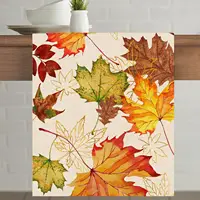 Fall Maple Leaves Linen Table Runners Party Decor Autumn Thanksgiving Harvest Dresser Scarf Holiday Kitchen Dining Table Decor 2