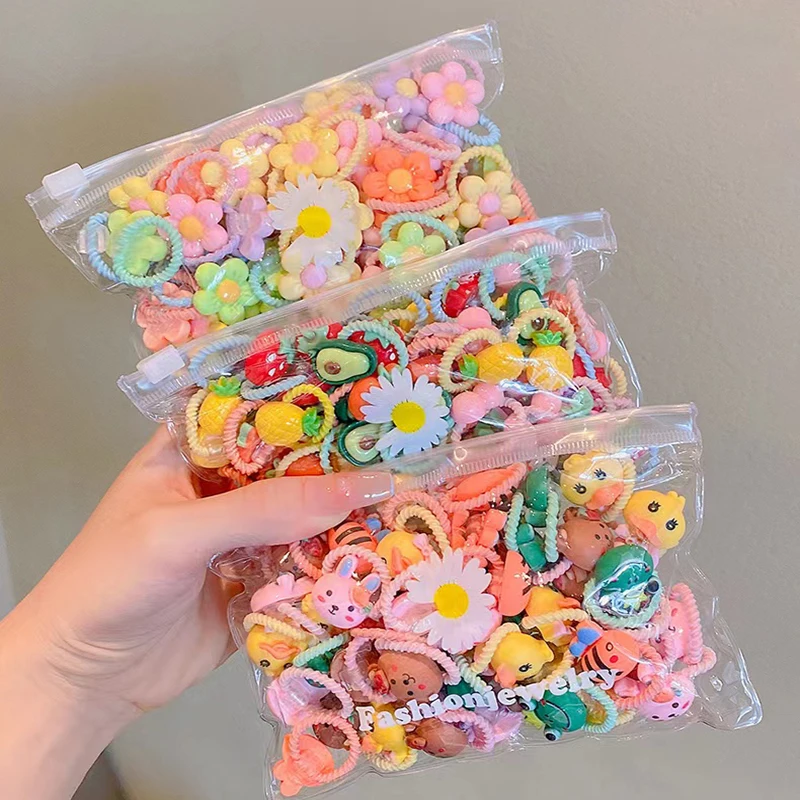 

20Pcs/Lot New Cute Cartoon Flower Bow Elastic Rubber Band Hair Bands Kids Ponytail Hair Tie Sweet Hair Accessories Headwear Gift