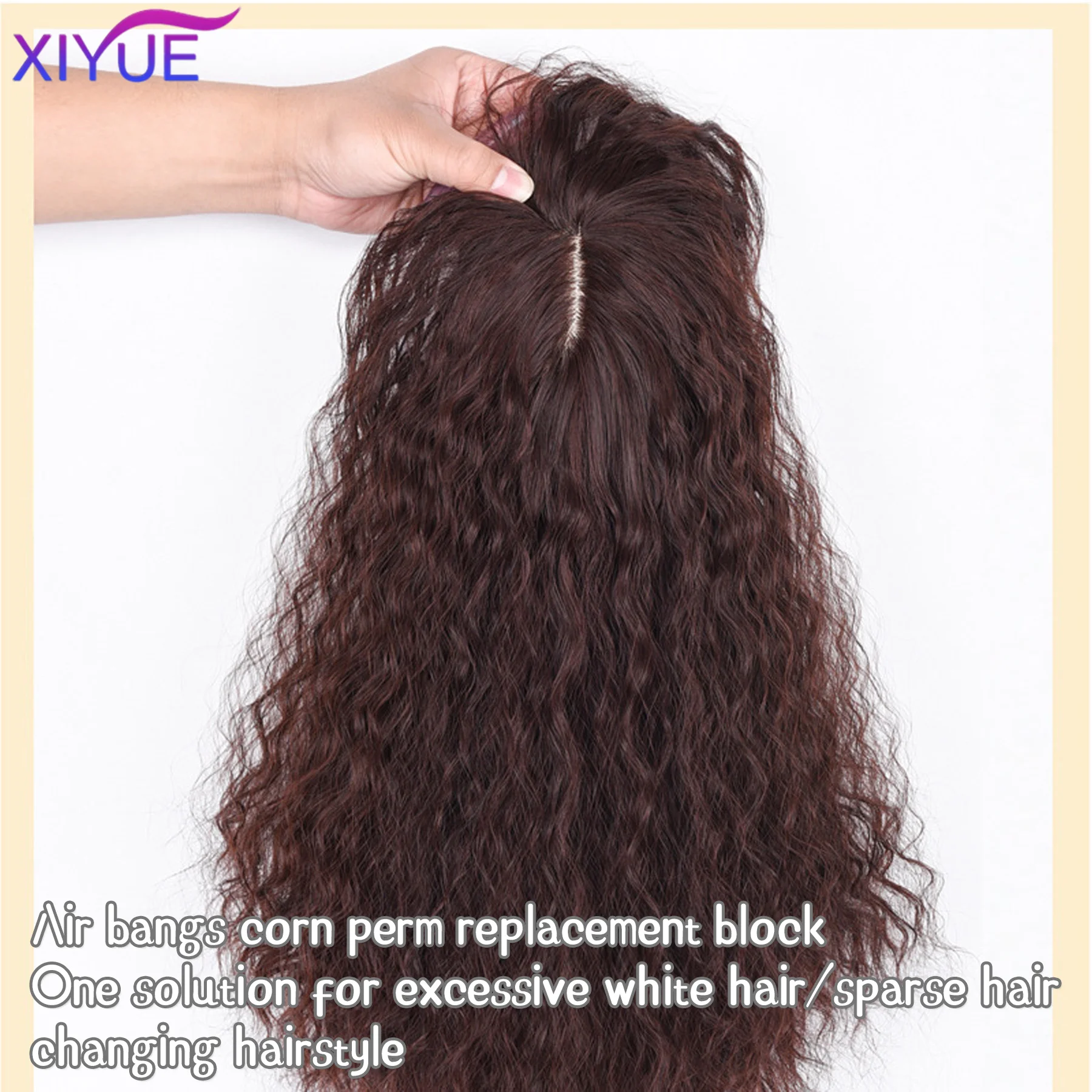 3D Bangs Invisible Seamless Head Hair Water Ripple Hair Air Bangs Head Overhead Natural Invisible Replacement Cover White Hair