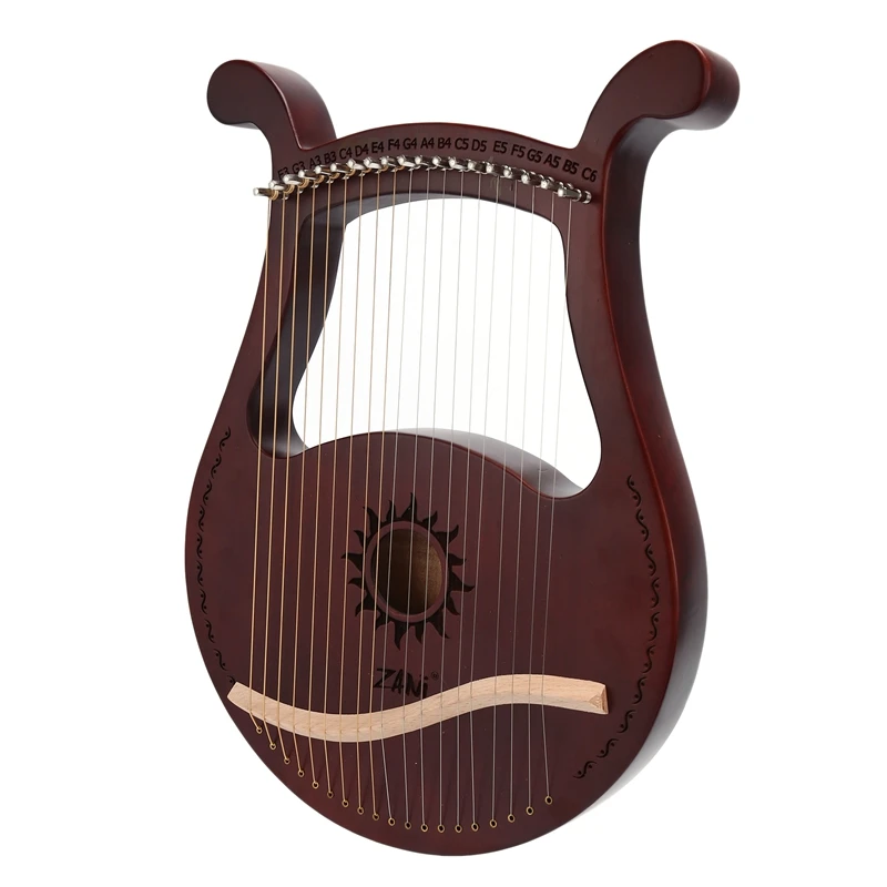 

Zani Lyre Harp, 19-струнная деревянная Lyre Harp, 19-струнная Lyre уникальные узоры резные телефонные символы, для любителей музыки начинающих и т. д.