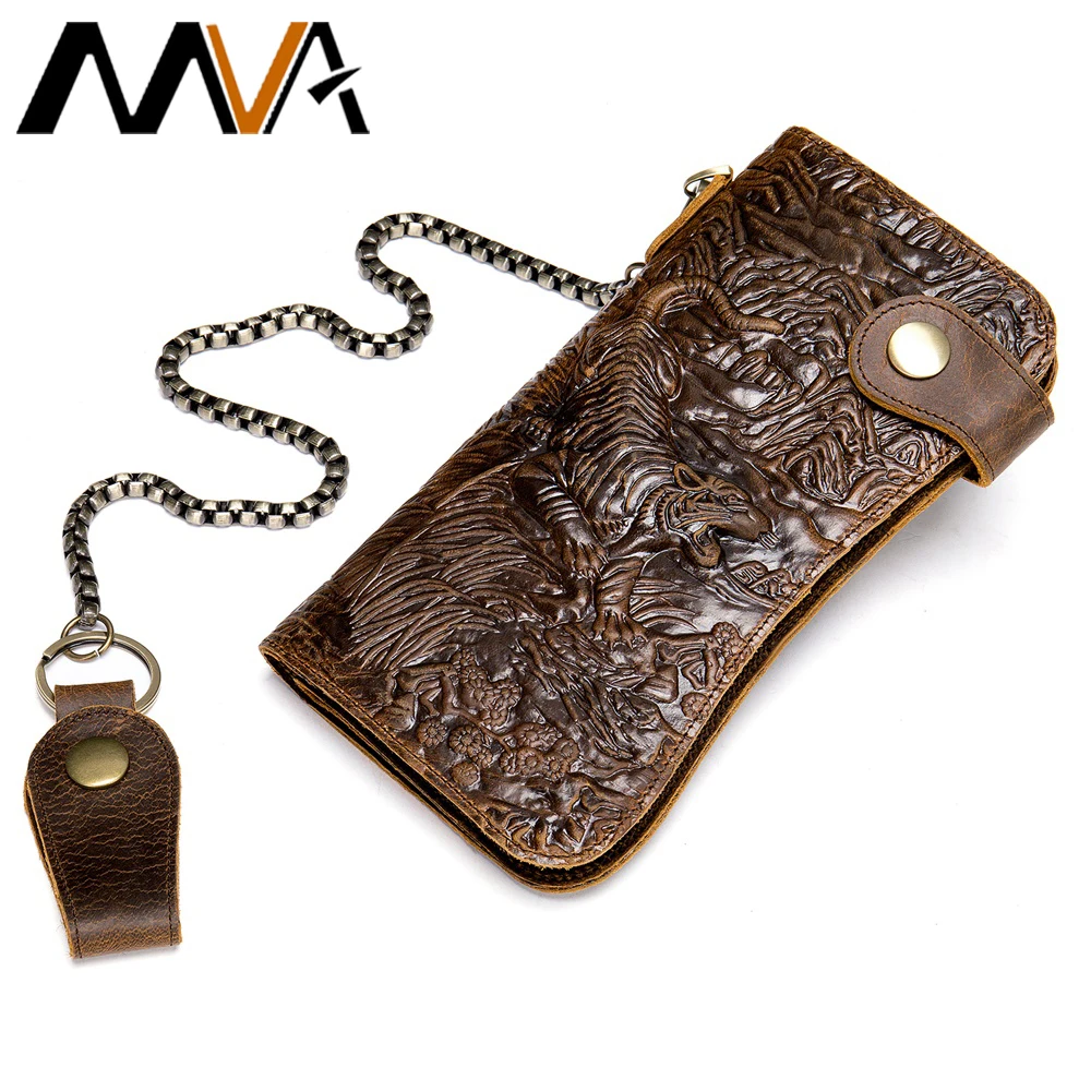 

MVA Man Long Leather Wallet Removable Wristlet Strap Personalized Long Bifold Wallet Anniversary Christmas Gift For Him 8810
