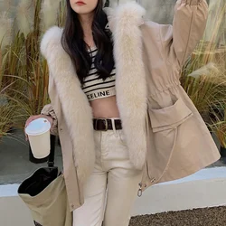 Winter Coat Women Fox Fur Collar Fur Coats And Jackets Women's Fur Coat Mid-Length Removable Rex Rabbit Liner Fur Jacket Zm1164
