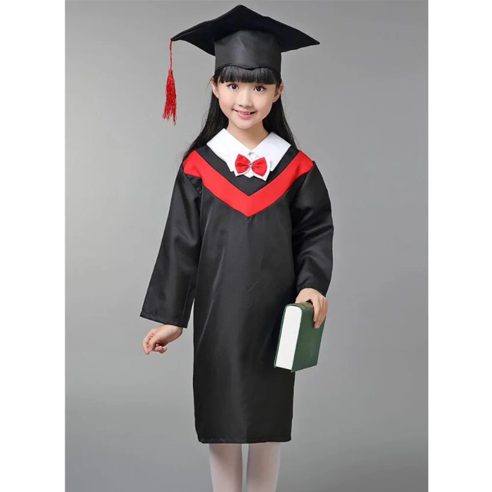 

Graduation Kids Hat For Kids Children Gowns Robe Caps School Uniforms Doctoral Tassels Cosplay Costumes Bachelor Cloak And