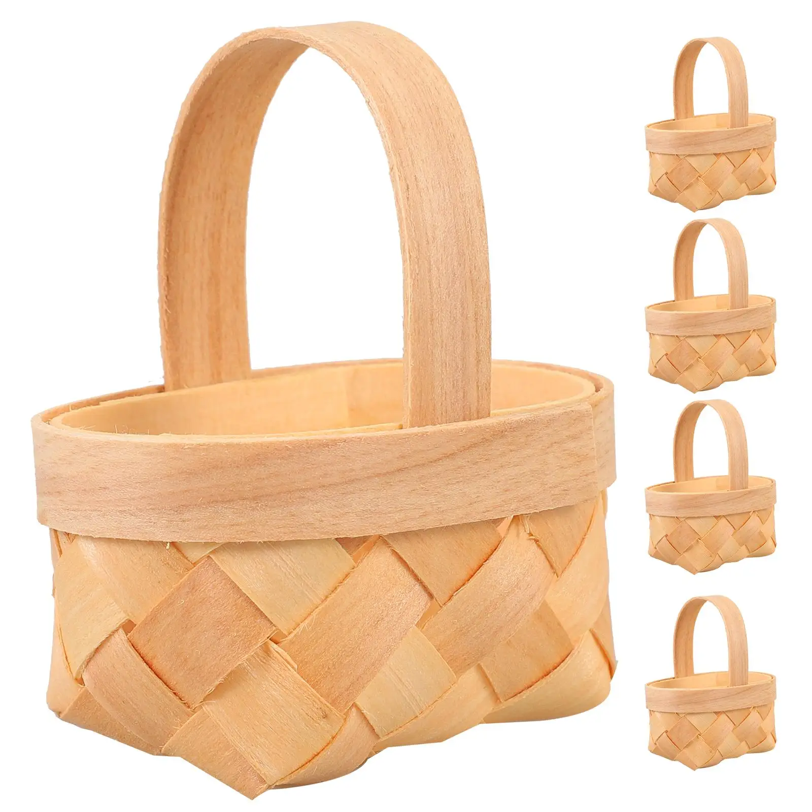 20 Pcs Wood Chip Candy Hamper Mini Basket Gift Package Wooden Small Decorations Woven Baskets Playing House Tote Baby Fruit 6