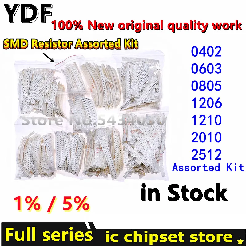 SMD Resistor Kit 0402 0603 0805 1206 1210 2512 2010 Resistors 0.1 ohm-1M Ohm 1% Chip Resistor Assortment Kit DIY Repair – buy at low prices in the online store