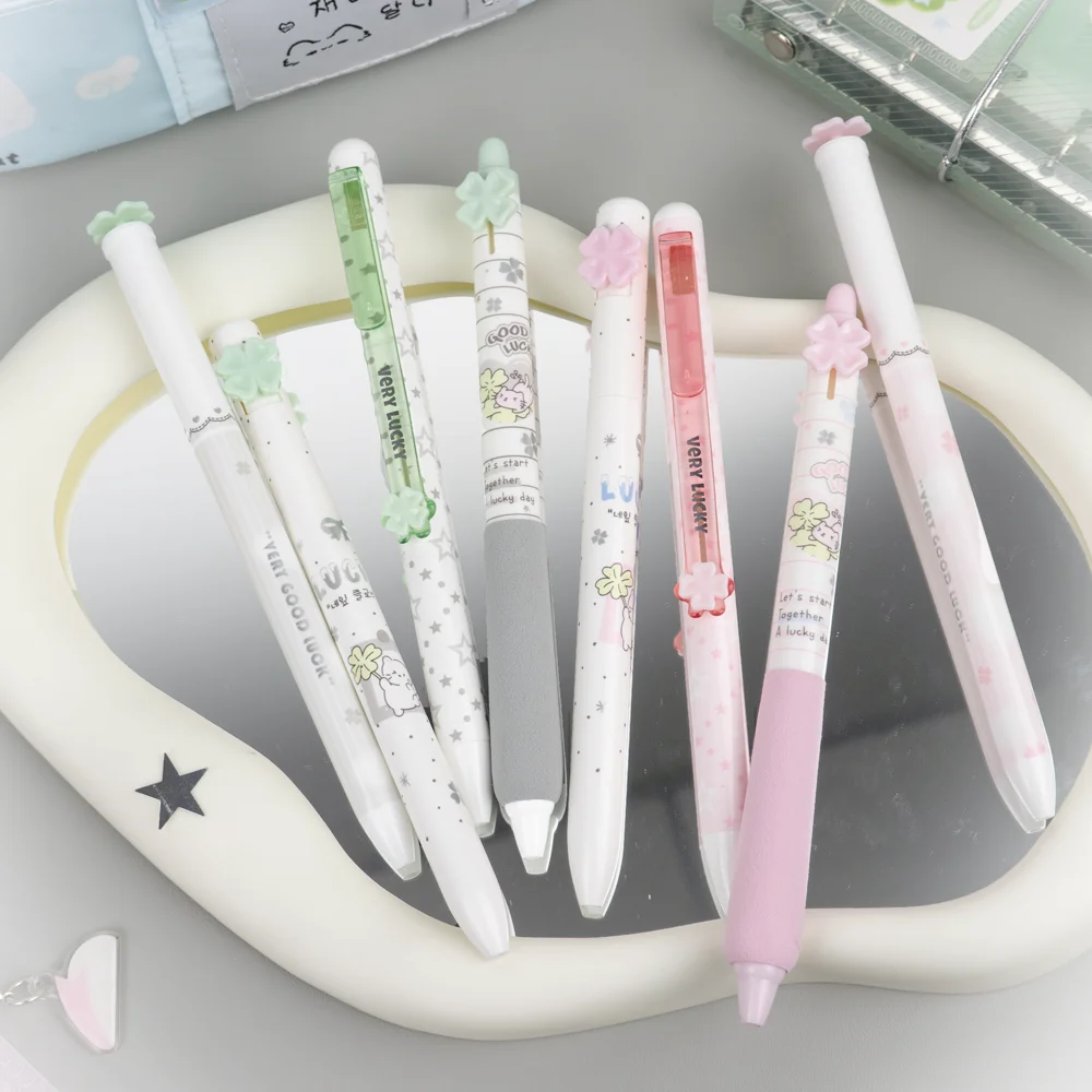 4 Pcs/Set Lucky Star Gel Pens 0.5mm Quick-Drying & Smooth Writing Black Ink Pen for Office School Study Exam Stationery