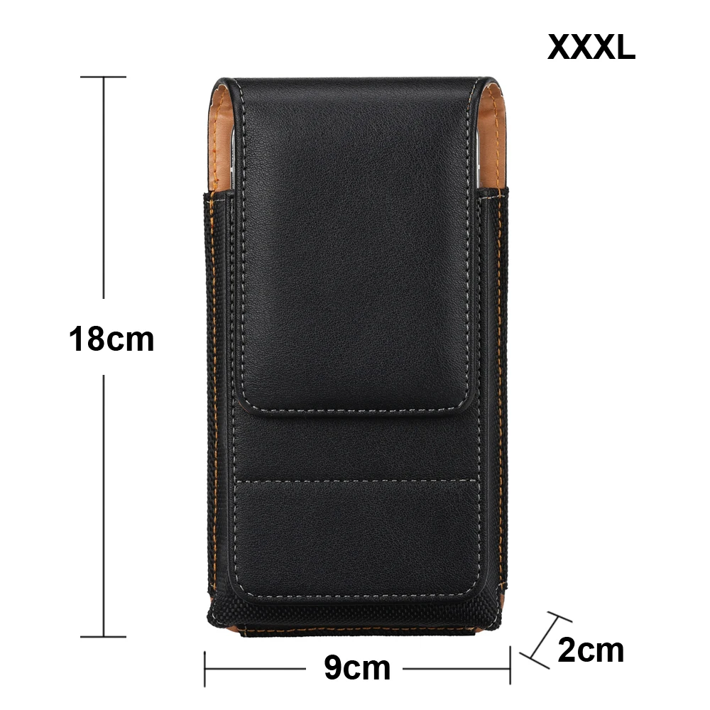 Universal Leather Phone Waist Bag with 360° Rotating Belt Clip