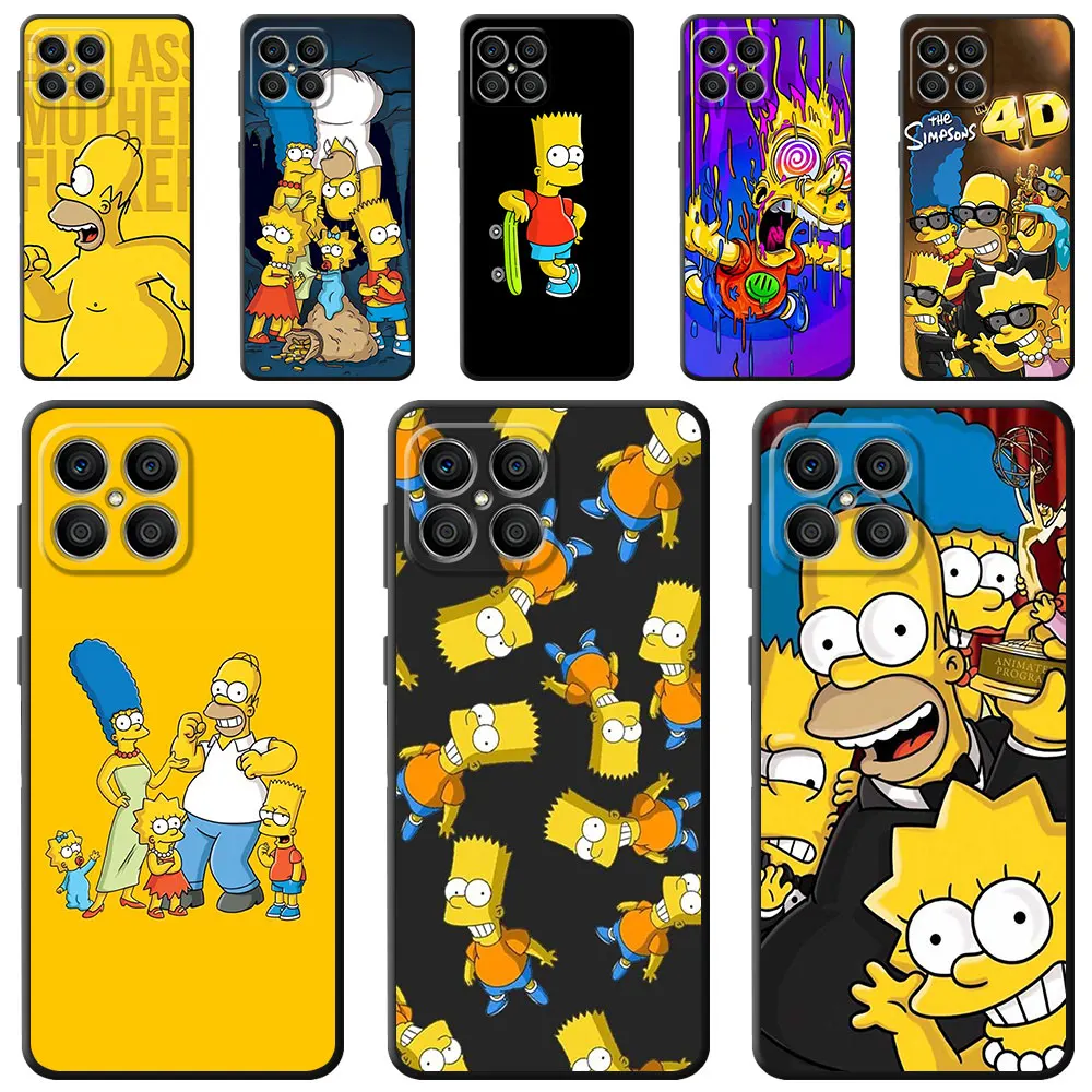 The Simpson Cute Case Per Honor 90 Lite 8X 20 70 X8 X8A X9A X7 X6 50 Magic5 Pro 4 Black Soft Phone Funda