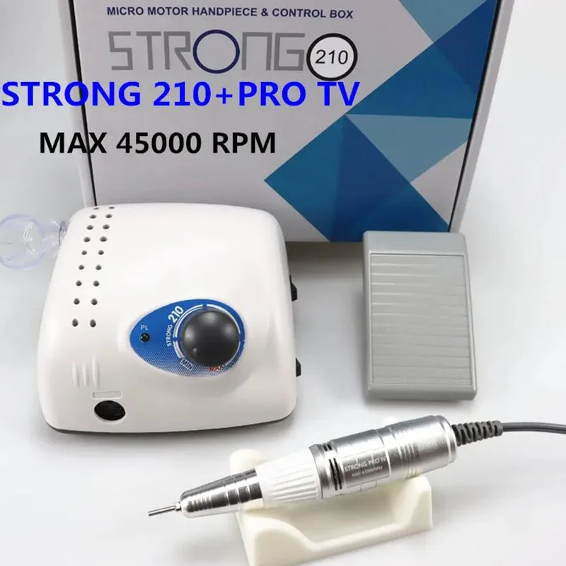 Strong 210 PRO XII Nail Drill 65W 35000 Machine Cutters Manicure Electric Nail Drill Milling Manicure Machine Polish Nail File 5