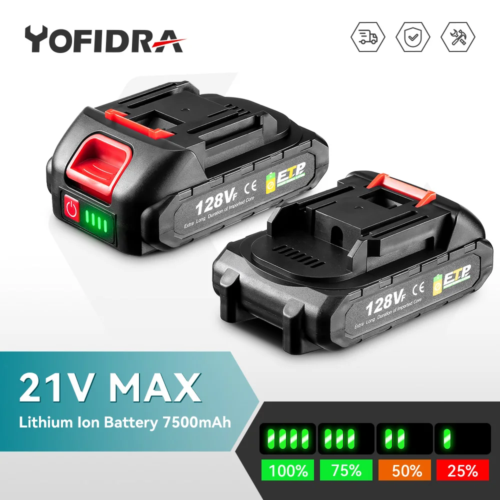 

Rechargeable Battery 20V 7500mAh Lithium Ion Battery For Makita Electric Saw/Wrench/Drill/Brushless Angle Grinder Low Power Tool