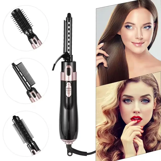 Spazzola per asciugacapelli 4 in 1 Pettine elettrico ad aria calda Multifunzione Bigodino per capelli Piastra per capelli Bigodino Asciugacapelli agli ioni negativi 6