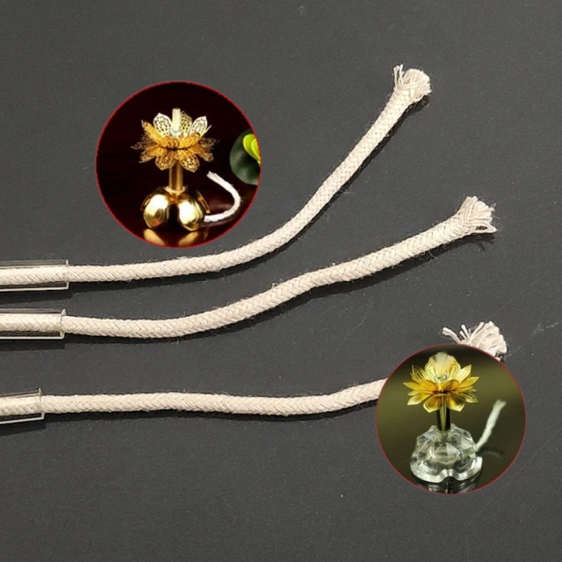 Round Fiber Cotton Oil Lamp Wicks with Glass Holder for Kerosen Oil Lamp Alcohol Wine Bottle 6Pcs