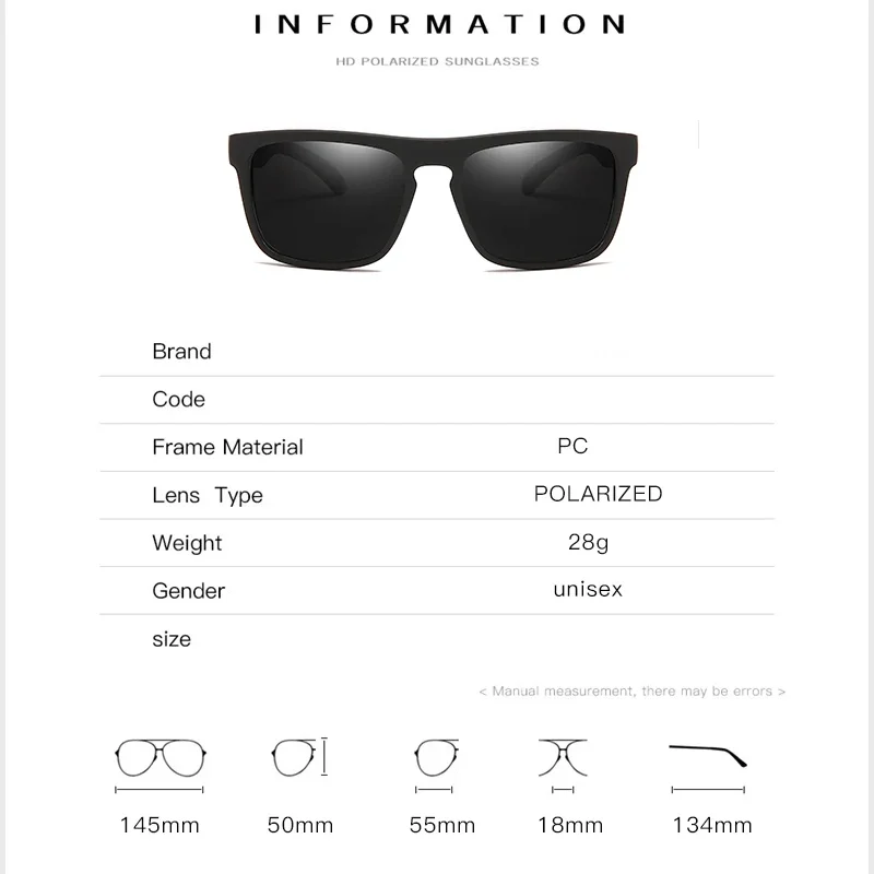 Men Women Polarized Sunglasses Luxury Brand Designer Vintage Square Sport Sun Glasses Fashionable Driving Fishing UV400 Eyewear