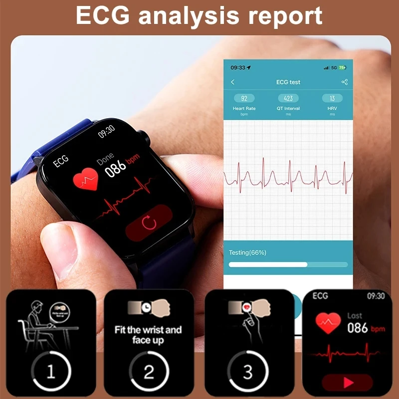2024 New Men Uric Acid Blood Fat Smart Watch Men Blood Sugar Ecg+ppg Blood Pressure Bluetooth Call Sports Health Monitor Watches, Alina Gadgets