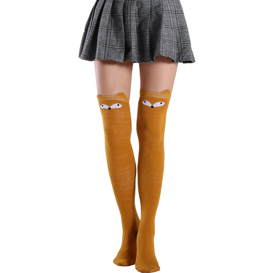 1 par de medias largas a rayas con diseño de gato en 3D para mujer, medias altas hasta el muslo para mujer y niña, calcetines cálidos hasta la rodilla_voghion.com