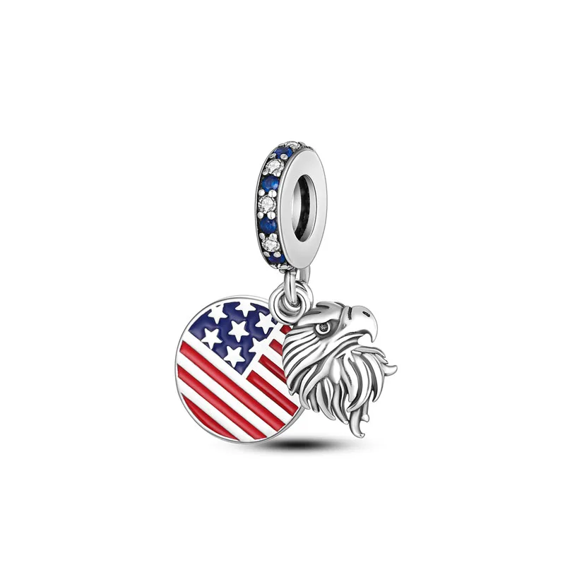 Flag silver pendant jewelry Dangle Diy Bead Fit European 925 Silver Bracelet Accessories Sterling