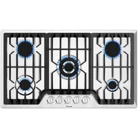 36" Built-in Gas Cooktop, 5 ITALY SABAF Sealed Burners Gas Rangetop 41,800BTU, NG/LPG Convertible, Stainless Steel 1