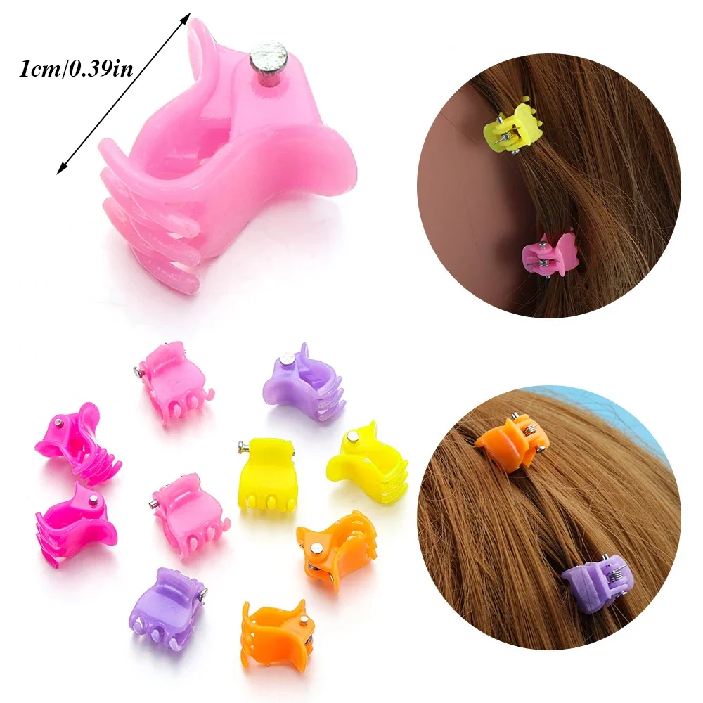 Mini Plastic Hair Clips for Dolls Mixed Color 1cm