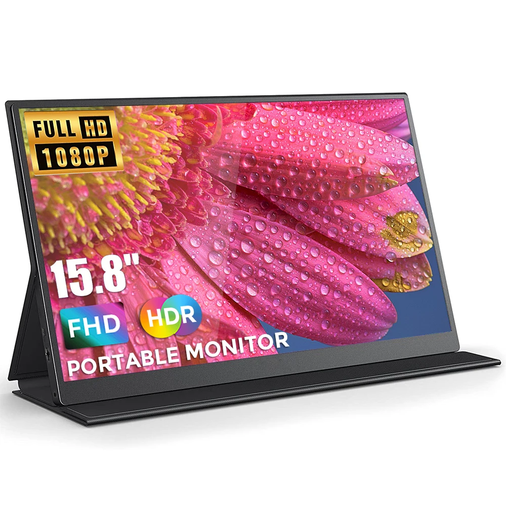 Sibolan 15.8 Pollici Fhd 1080P Usb C Hd Secondo Monitor Esterno Per Laptop Ps5/4 X-Box Switch Altoparlante Integrato Monitor Portatile