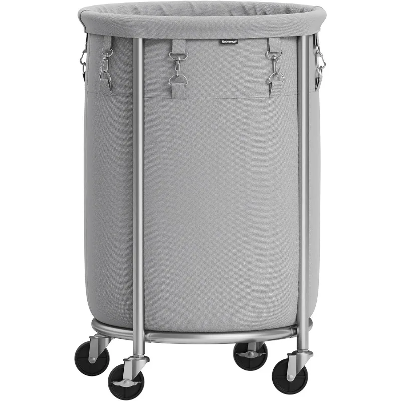Laundry Basket with Wheels,Rolling Laundry Hamper, 18.5 Gal,Round Cart with Steel Frame and Removable Bag,4 Casters
