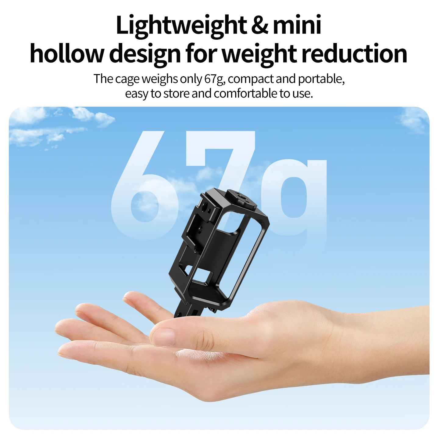 Multifunktionaler Erweiterungskäfig für DJI Osmo Nano Stativ Selfie-Stick Nackenband Helmmontage Kaltschuh 1/4 Schraube Mikrofon-Licht-Halterung – Detail 1