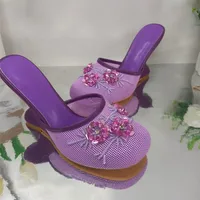 Fashion Women Summer Wedges Mesh Shoes For Woman's Flower Round Toe Slip-On Hollow High Heeled sandals Mujer Party Wedding Pumps - Image 6