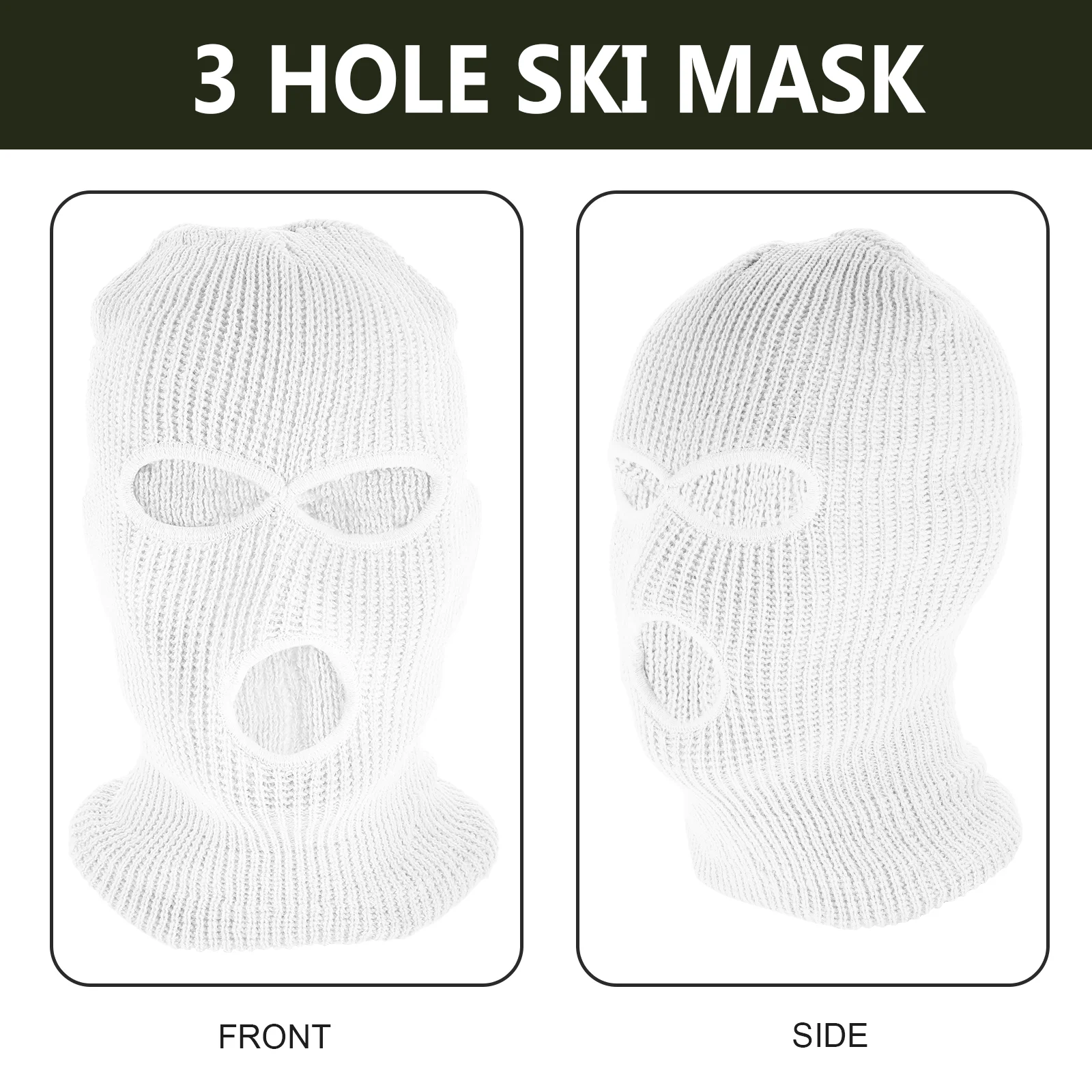Face Mask Three Hole Wool Hat 3 Ski Knitted Riding Knitting Full White for 3-hole Cover Miss