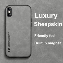 Premium Luxury Genuine Leather Magnetic Phone Case - Soft Shell Design - iPhone XS X 10 (GRAY)