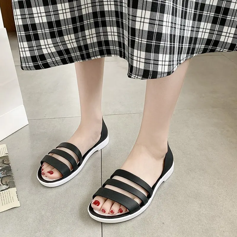 Women Summer Flat Sandals Open-Toed Slides Slippers Candy Color Casual Beach Outdoot Female Ladies Jelly Shoes Women Sandals women sandals women flats comfortable sandals