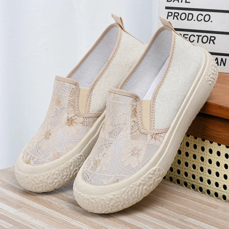 Xiaoxiang Fisherman's Shoes Women's 2024 Summer New Breathable Hollow Mesh Shoes Casual Shoes Lace Mesh Thick Sole Single