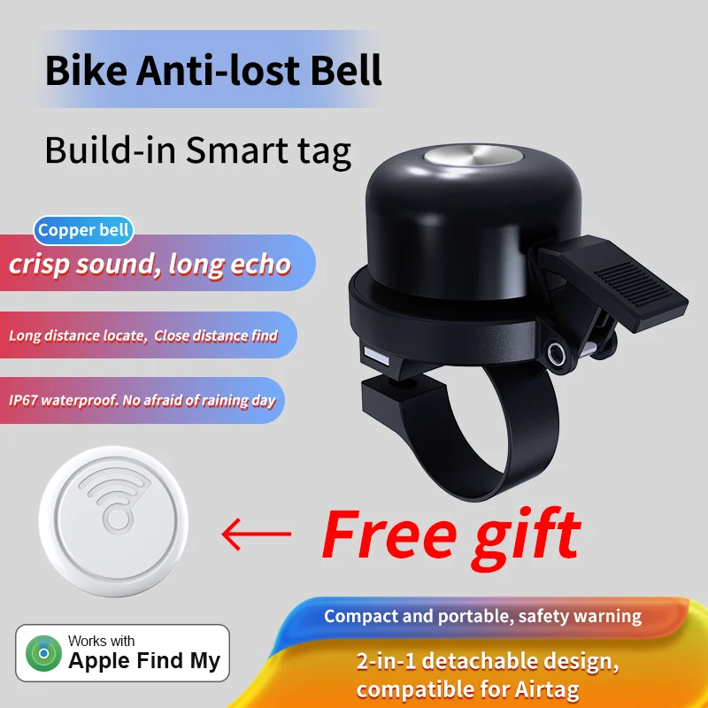 GPS Tracker Anti Lost Tracker Copper Bike Bell With 1 Free Tracker Real-time Global Position Anti-lost Bicycle For IOS Find My Bike Accessories