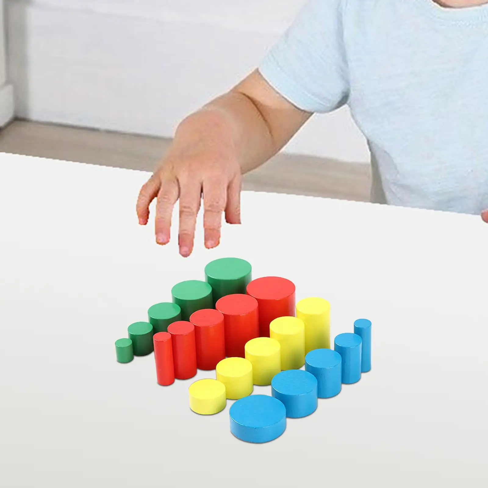 20x Wooden Educational Toys,Education Toy,Wooden Wooden Cylinders Ladder Blocks for Toddlers 2 3 Year Old Play,Children,Kids