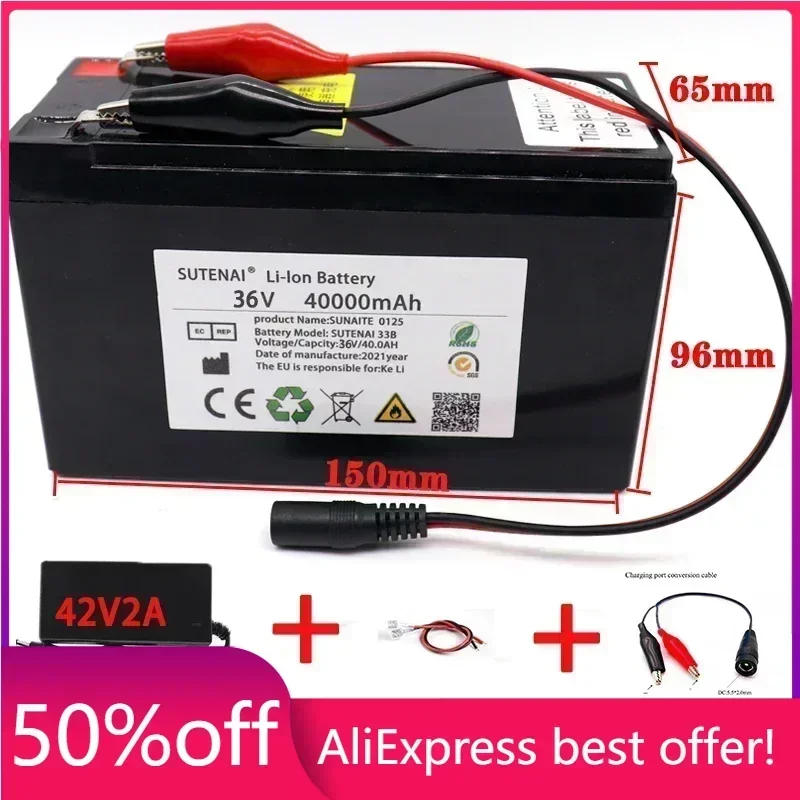 

36V 40/50/60Ah 18650 Li-ion Battery Pack Electric Bicycle Moped /Electric/Lithium Ion Battery Pack+ 2A Charger