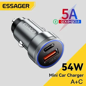 Caricabatteria da auto Essager 54W 5A ricarica rapida tipo C ricarica rapida 3.0 QC PD 3.0 SCP caricabatteria da auto USB per caricabatterie Xiaomi Samsung Iphone