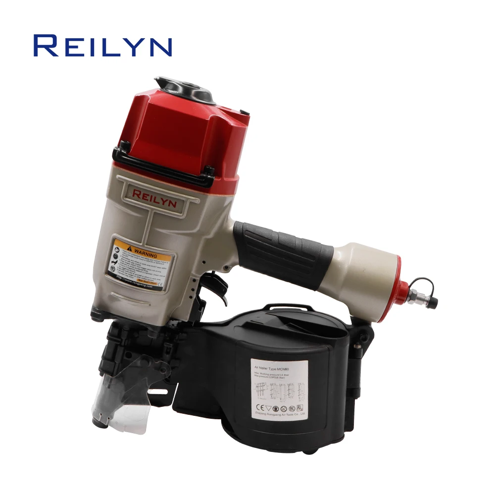 Pneumatic Nail Gun MCN80 Air Coil Nailer 80mm Air Nailer for Fencing Sheathing Pallets Coil Nailer Decorate Board Nailing Tool reilyn industrial coil nailer mcn55 70 80 pallet nail gun for wood working furniture roofing fencing sheathing making tools