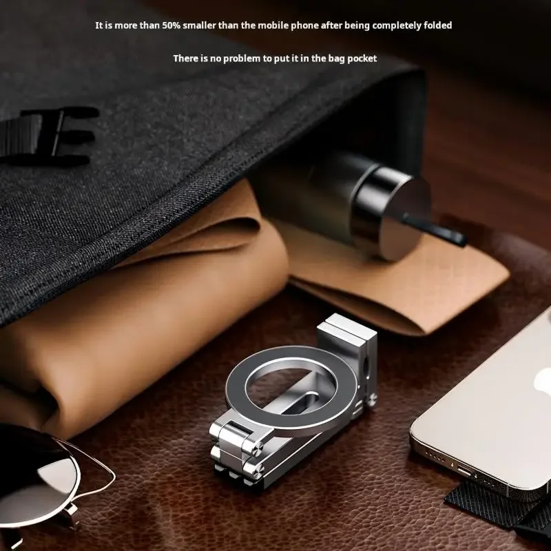 Magsafe 평면 전화 홀더용 휴대용 자기 전화 홀더 알루미늄 합금 360 °   여행/자동차/책상용 회전식 접이식 삼각대