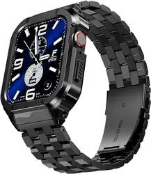 Premium Stainless Steel Case with Band and Rugged Metal Protector - 45MM (Black)